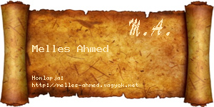 Melles Ahmed névjegykártya